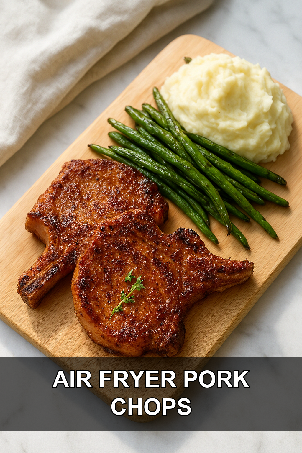 Air Fryer Bone-In Pork Chops (Sweet & Smoky Rub)
