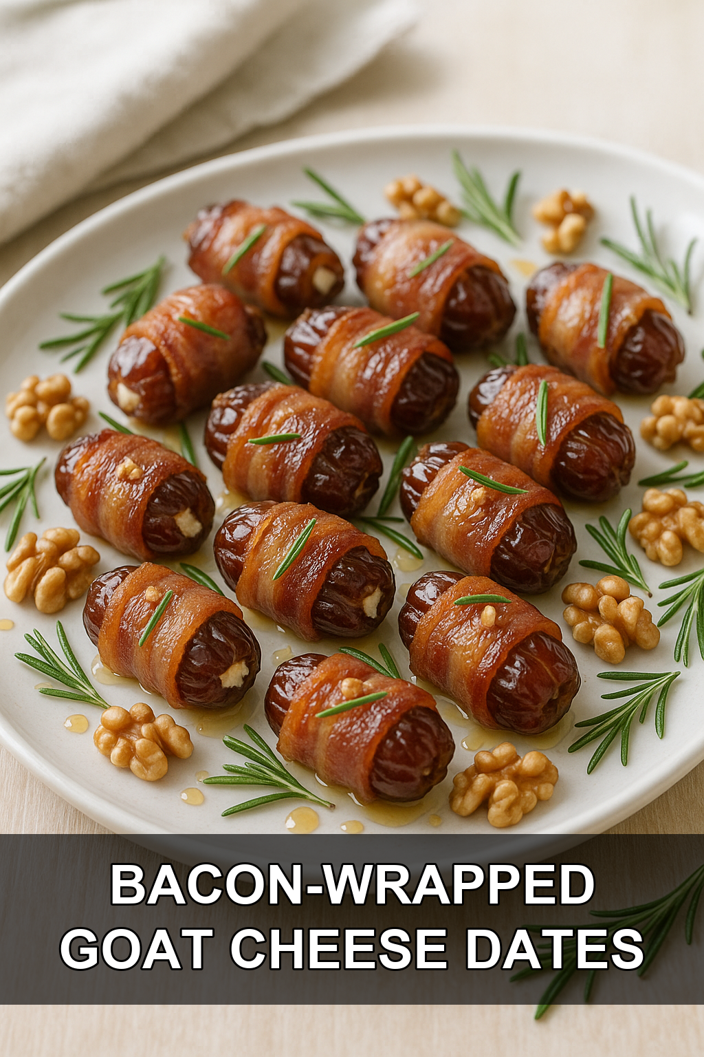 Bacon-Wrapped Dates Stuffed with Goat Cheese and Toasted Walnuts