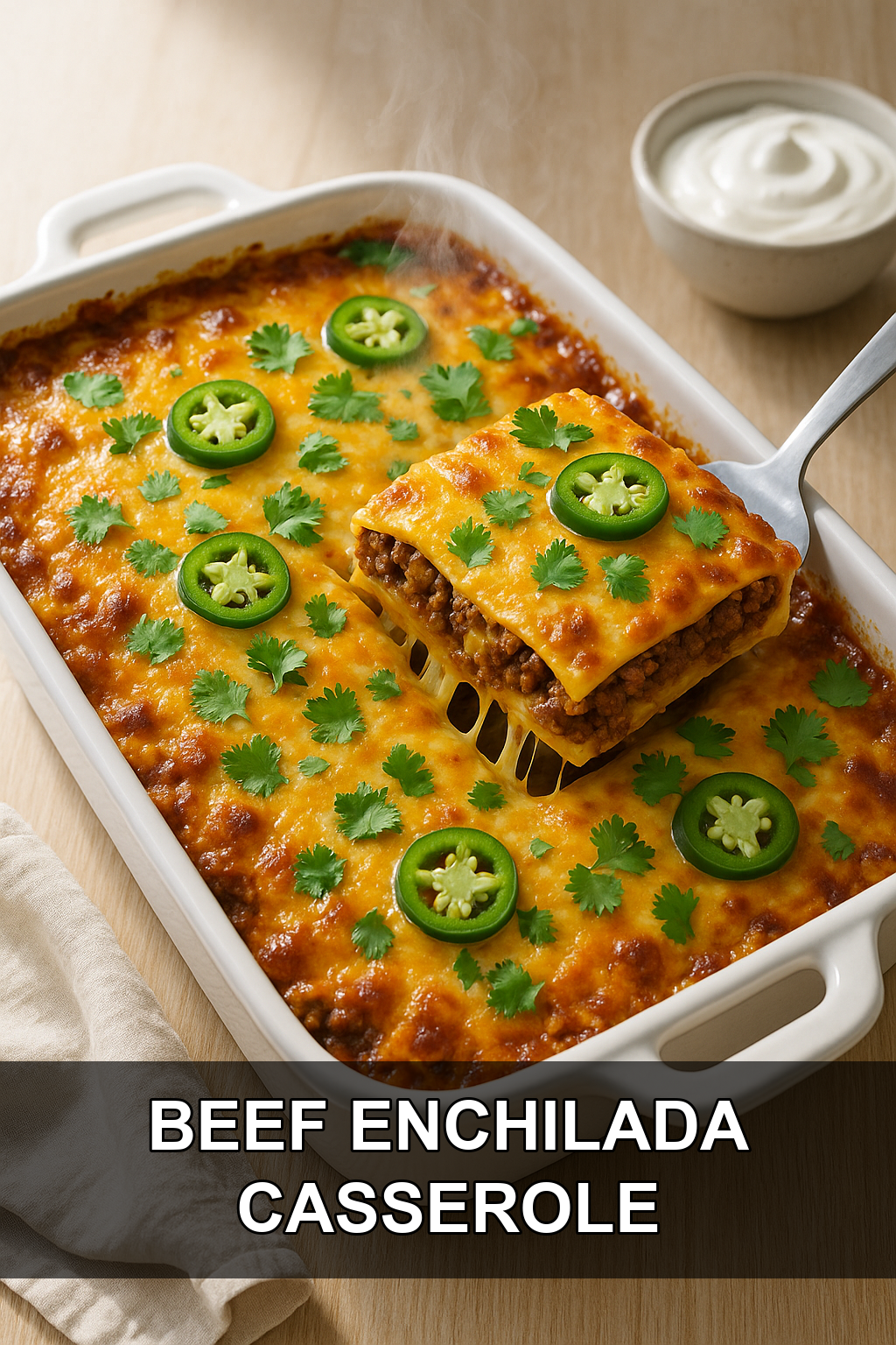 Beef Enchilada Casserole Recipe (Layered & Cheesy)