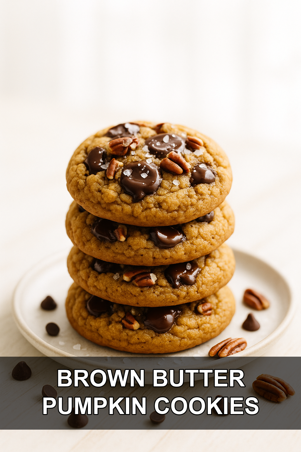 Brown Butter Pumpkin Chocolate Chip Cookies with Toasted Pecans and Sea Salt