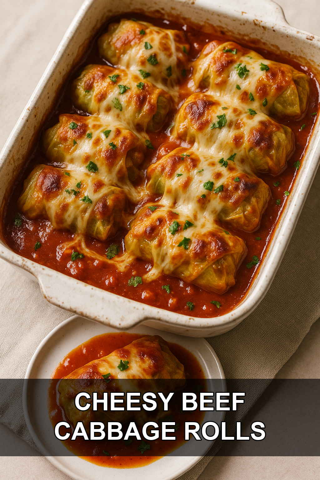 Cheesy Beef and Rice Stuffed Cabbage Rolls with Tangy Tomato Sauce