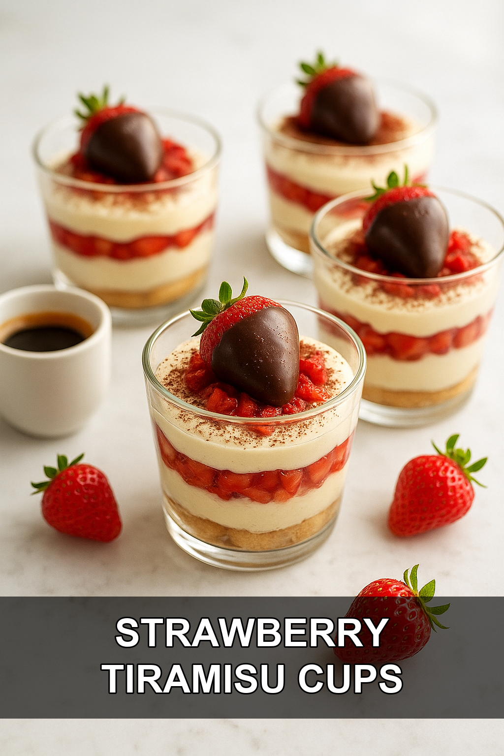 Chocolate-Dipped Strawberry Tiramisu Cups with Mascarpone Cream