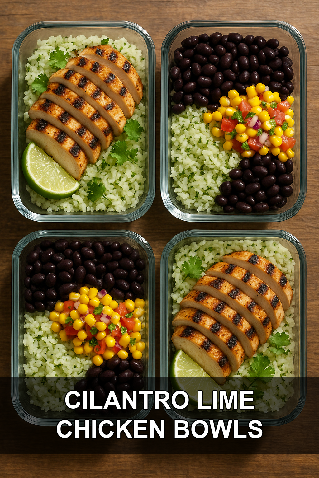 Cilantro Lime Chicken Meal Prep Bowls with Black Beans and Corn Salsa