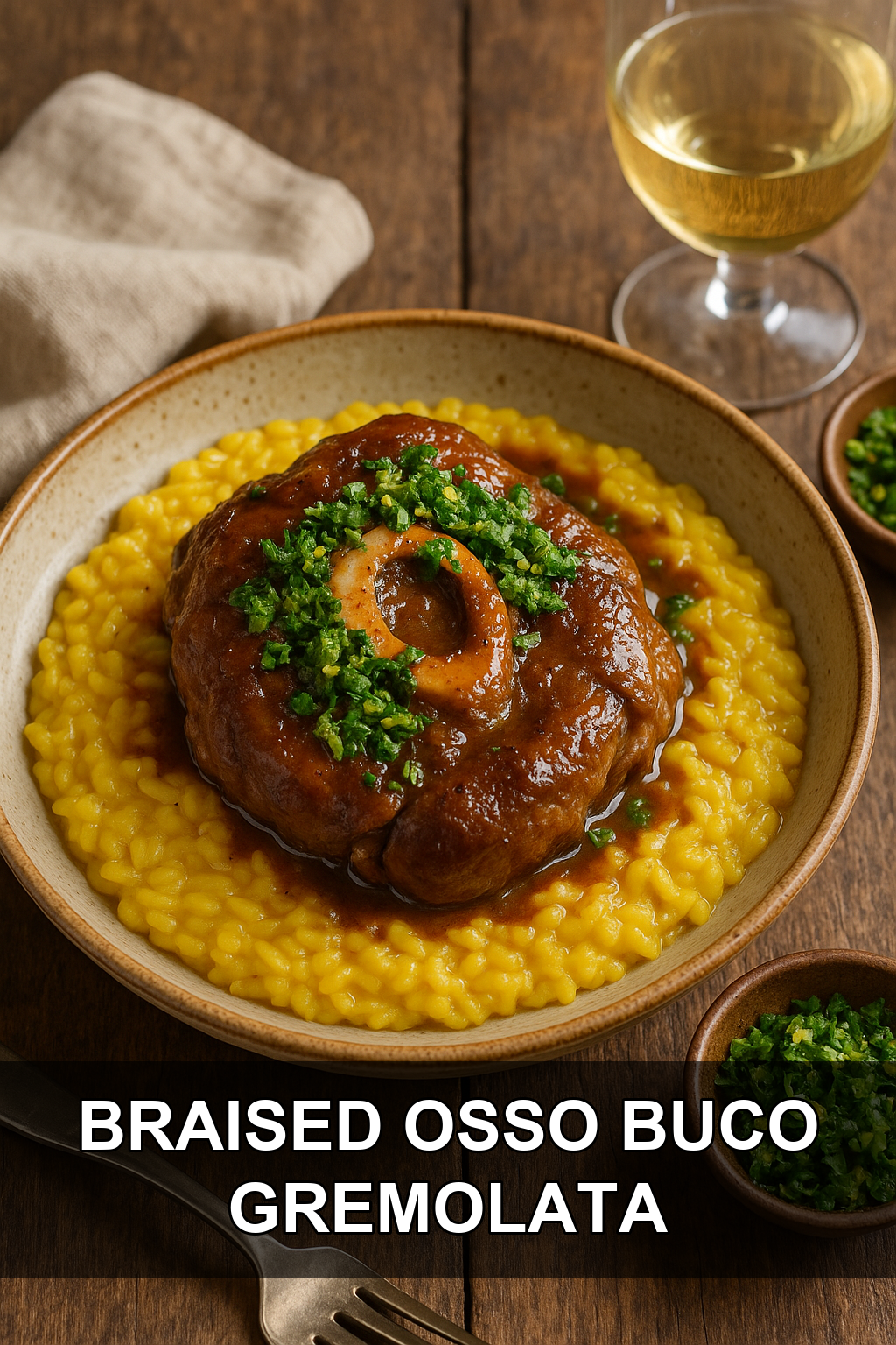 Classic Braised Osso Buco with Gremolata and Creamy Saffron Risotto