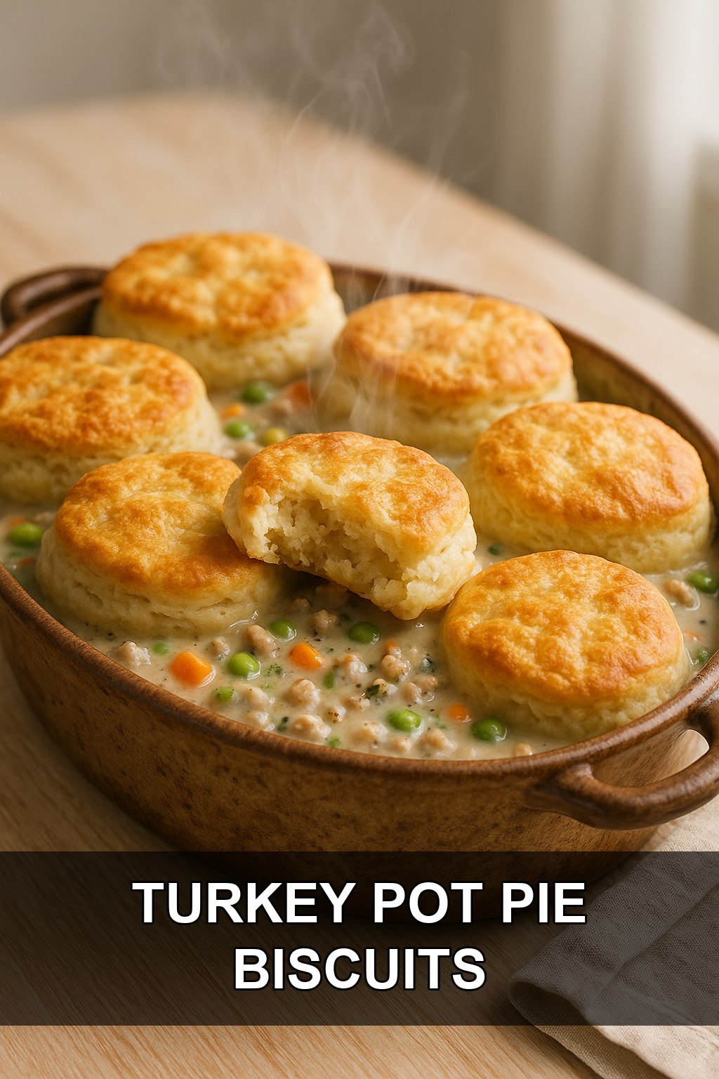 Classic Ground Turkey Pot Pie with Flaky Buttermilk Biscuit Crust