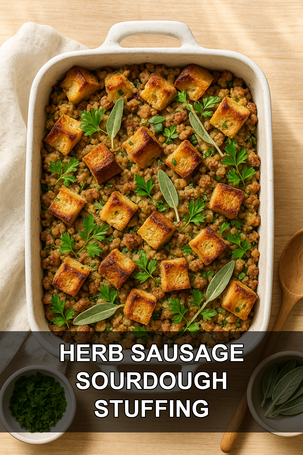 Classic Herb and Sausage Thanksgiving Stuffing with Toasted Sourdough