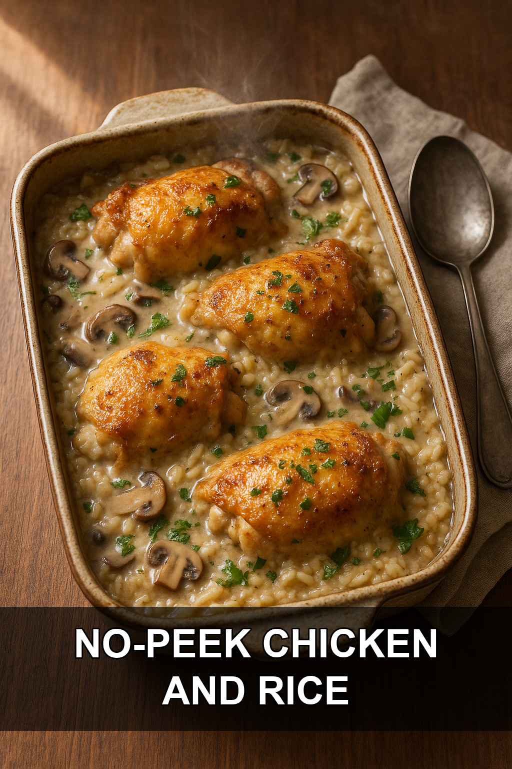 Classic No-Peek Chicken and Rice with Cream of Mushroom Soup