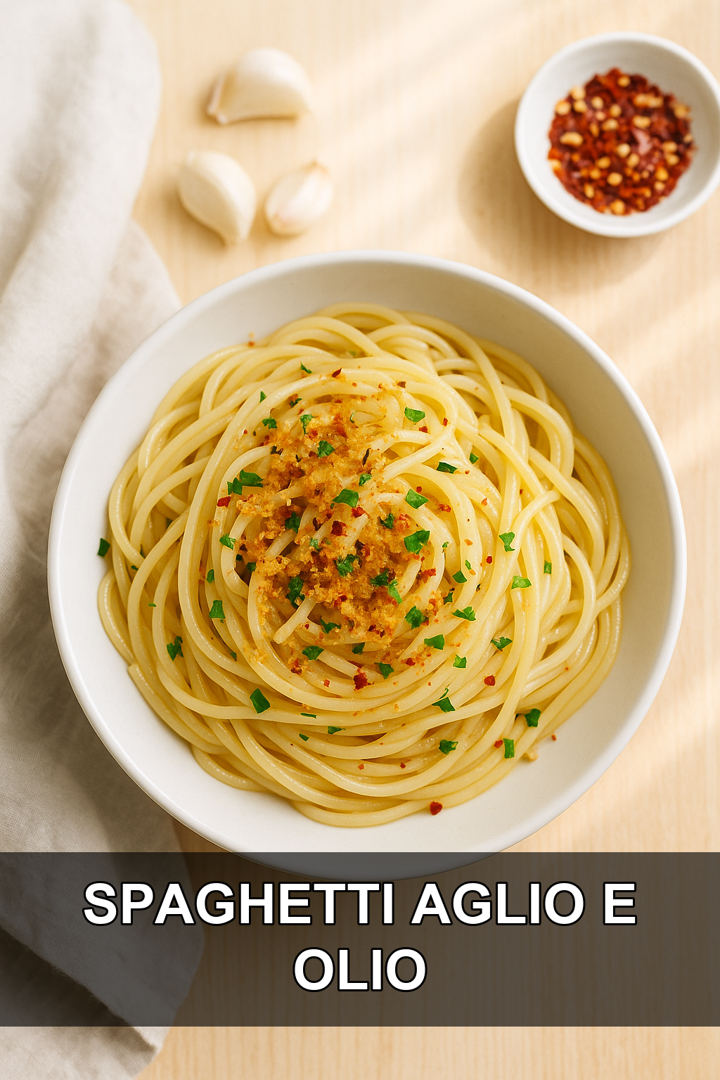Classic Spaghetti Aglio e Olio with Toasted Breadcrumbs and Chili Flakes