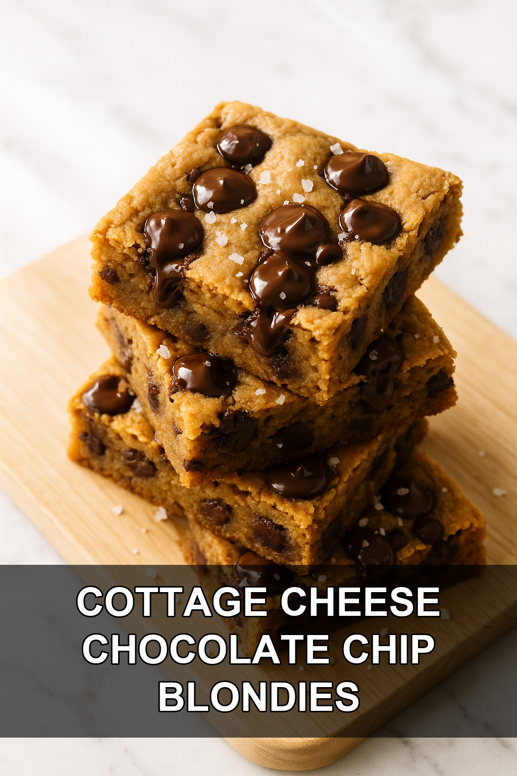 Cottage Cheese Chocolate Chip Blondies with Sea Salt Flakes