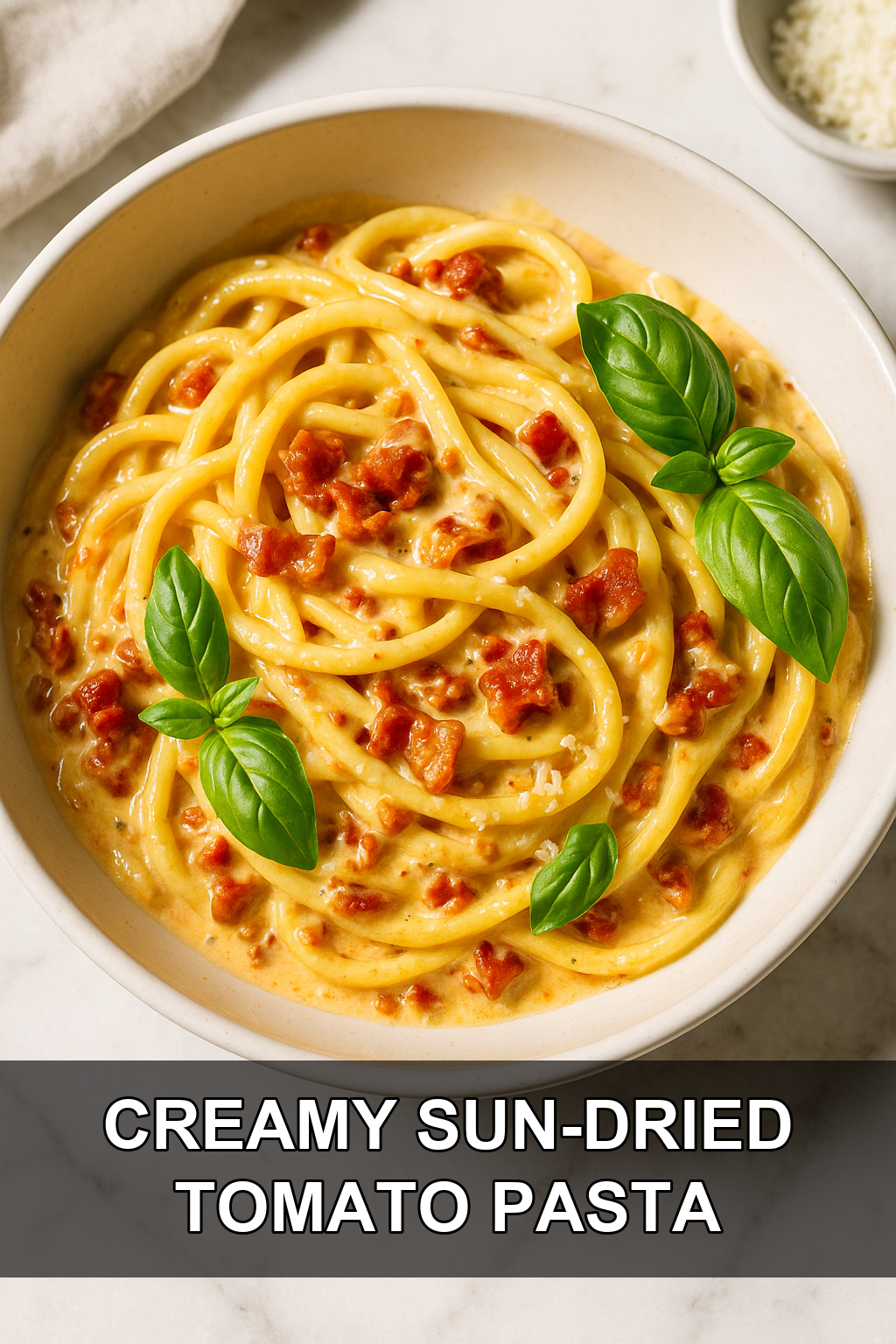 Creamy Sun-Dried Tomato Pasta with Crispy Pancetta and Fresh Basil