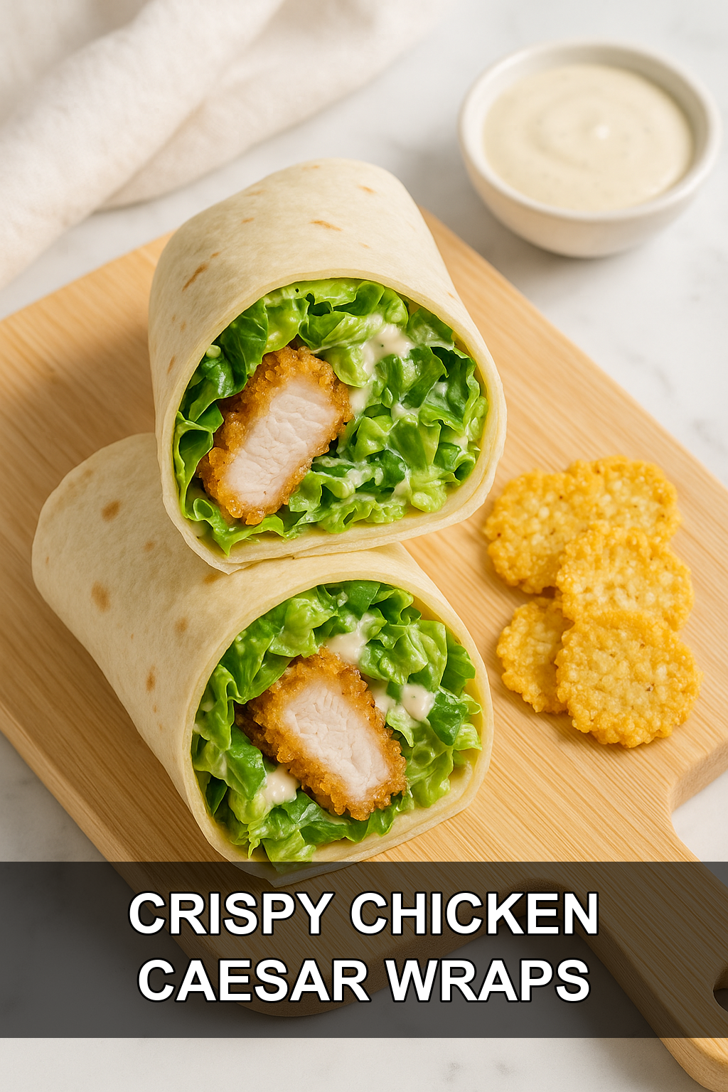 Crispy Chicken Caesar Wraps with Garlic Parmesan Crisps