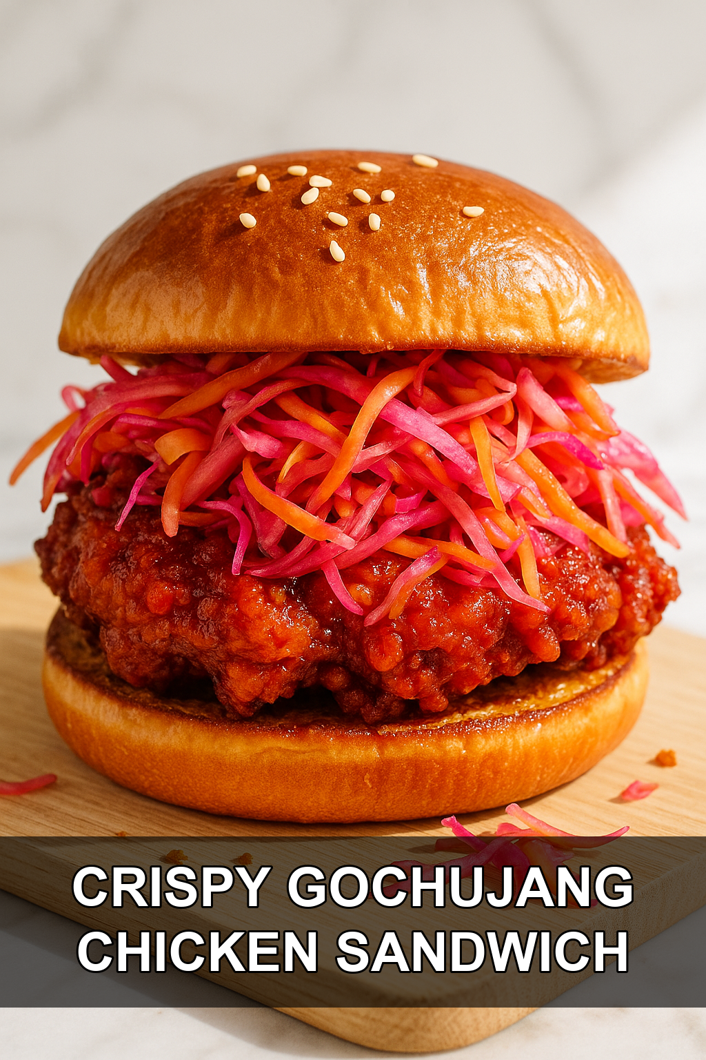 Crispy Gochujang Chicken Sandwiches with Quick-Pickled Slaw