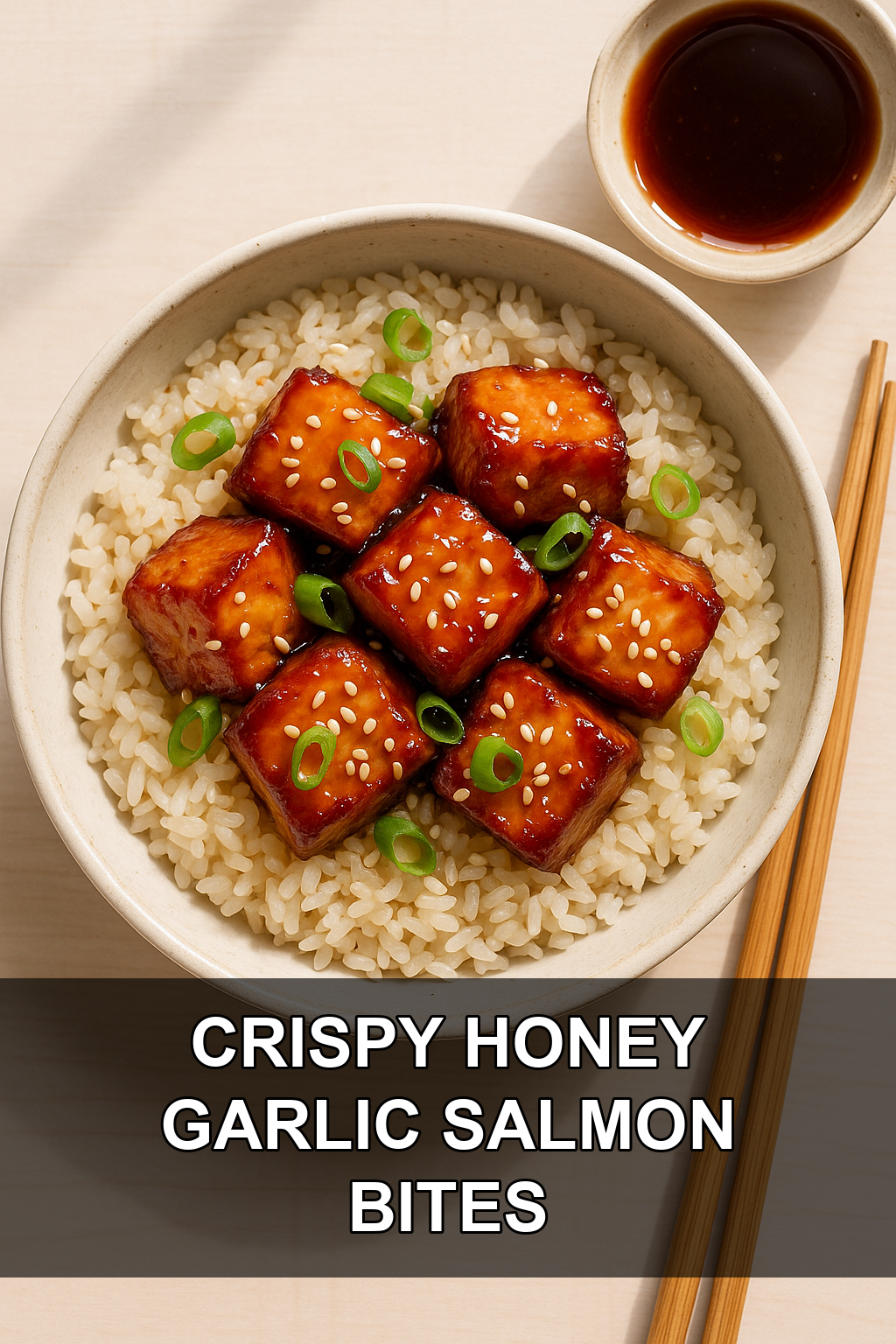 Crispy Honey Garlic Salmon Bites with Toasted Sesame Rice