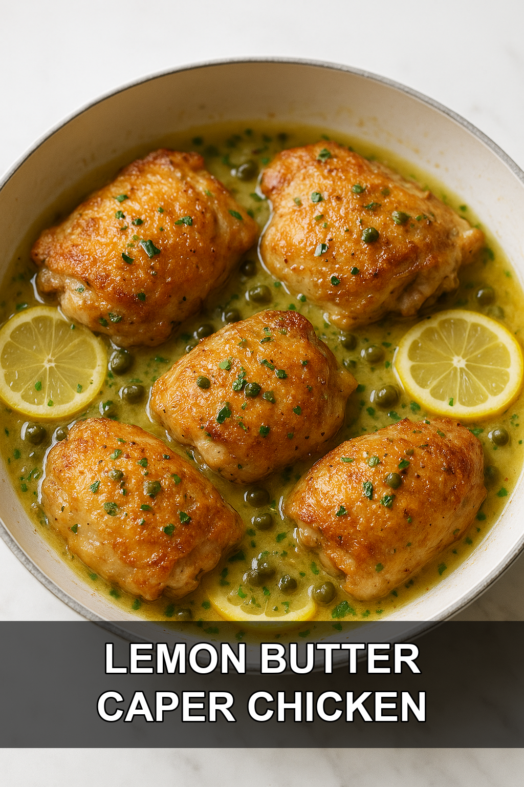 Crispy Skillet Chicken Thighs with Lemon Butter Caper Sauce