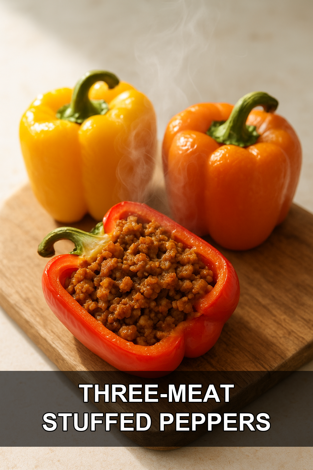 Easy Three-Meat Stuffed Bell Peppers for Family Dinner