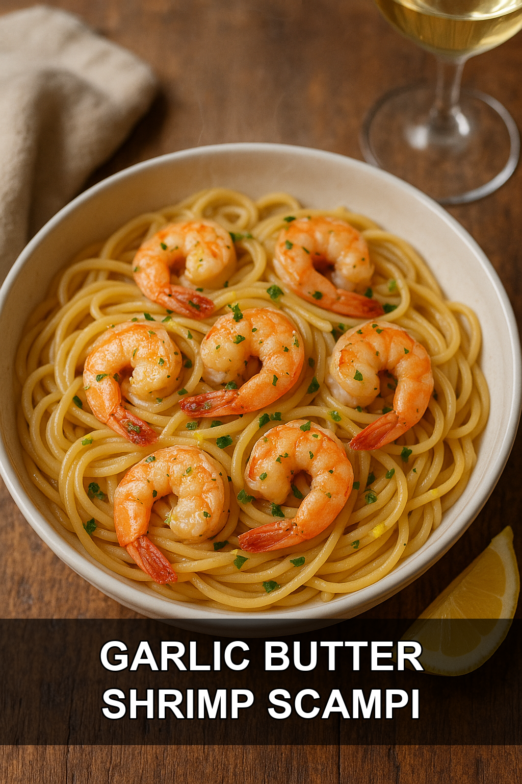 Garlic Butter Shrimp Scampi with Lemon Zest Linguine