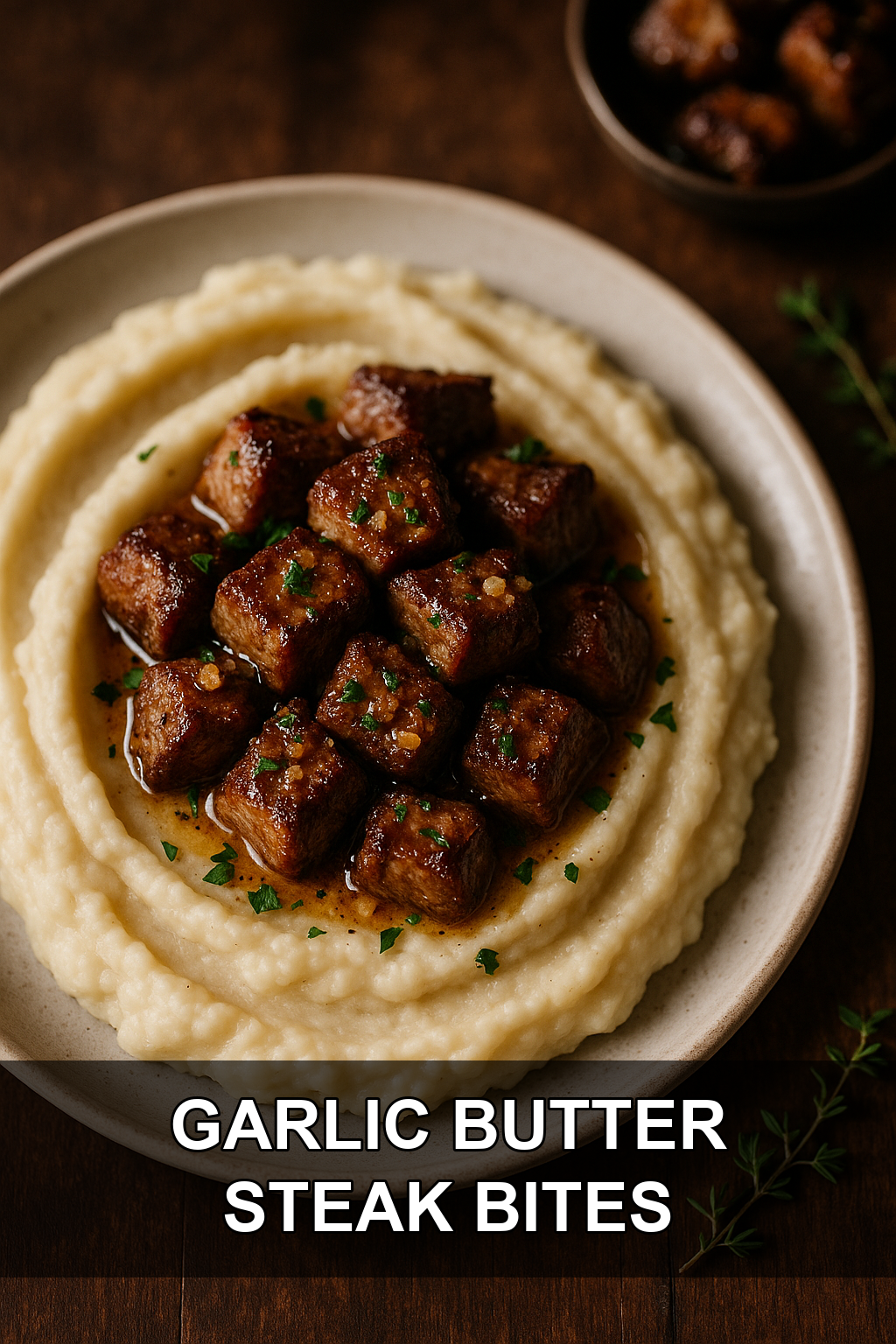 Garlic Butter Steak Bites with Creamy Cauliflower Mash