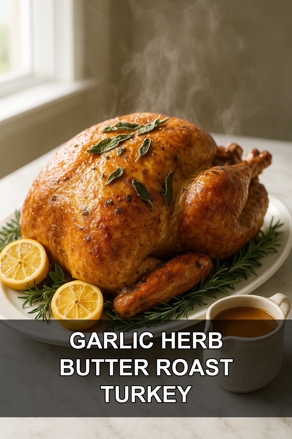 Garlic Herb Butter Roast Turkey with Crispy Sage and Pan Gravy