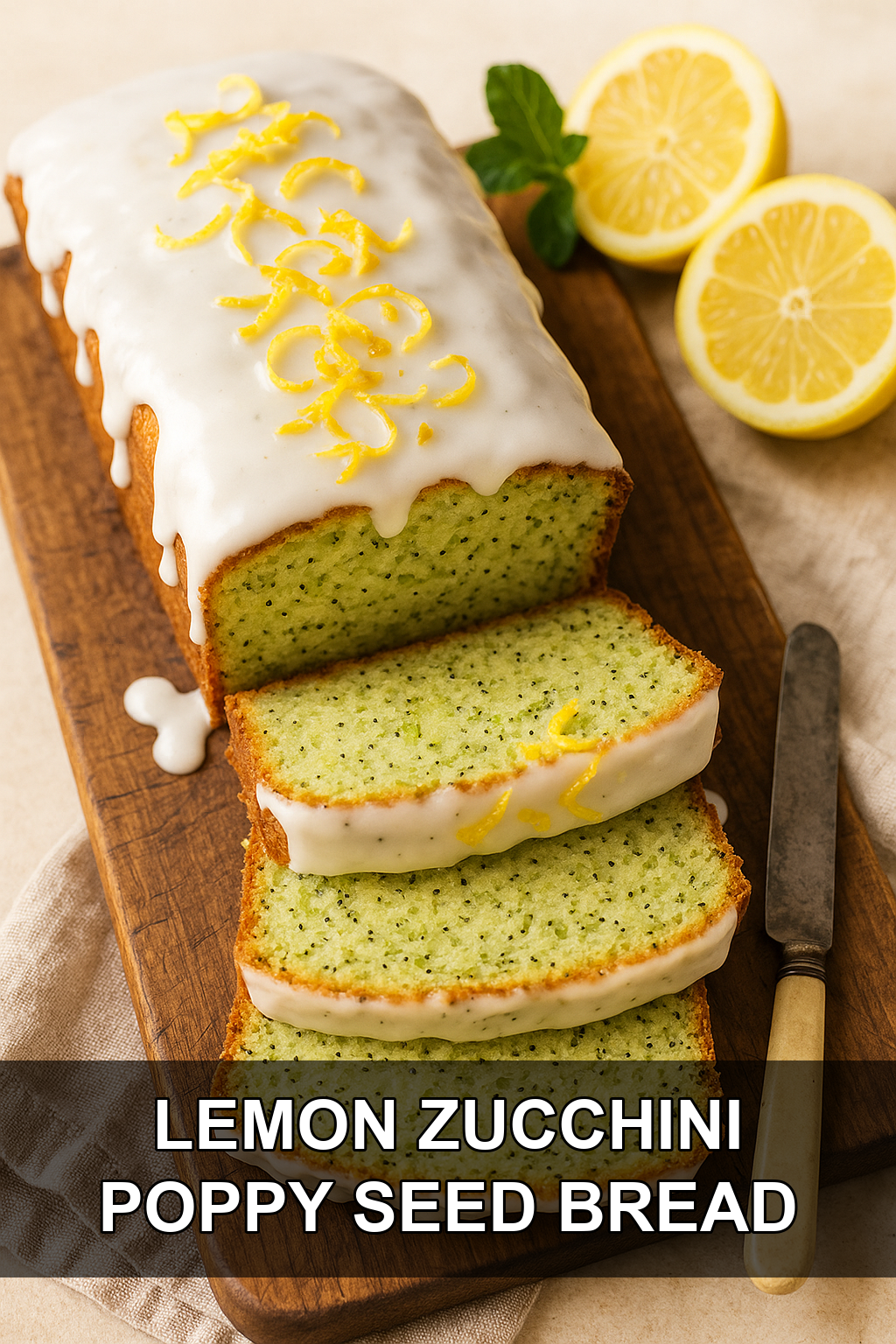 Glazed Lemon Zucchini Bread with Poppy Seeds