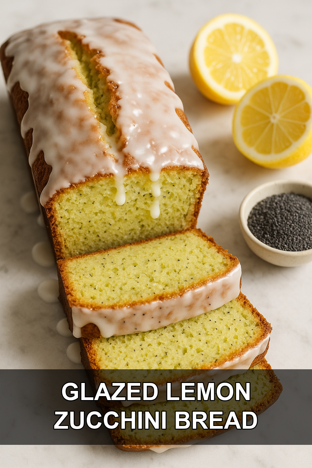 Glazed Lemon Zucchini Bread with Toasted Poppy Seeds and Crispy Lemon Sugar Crust