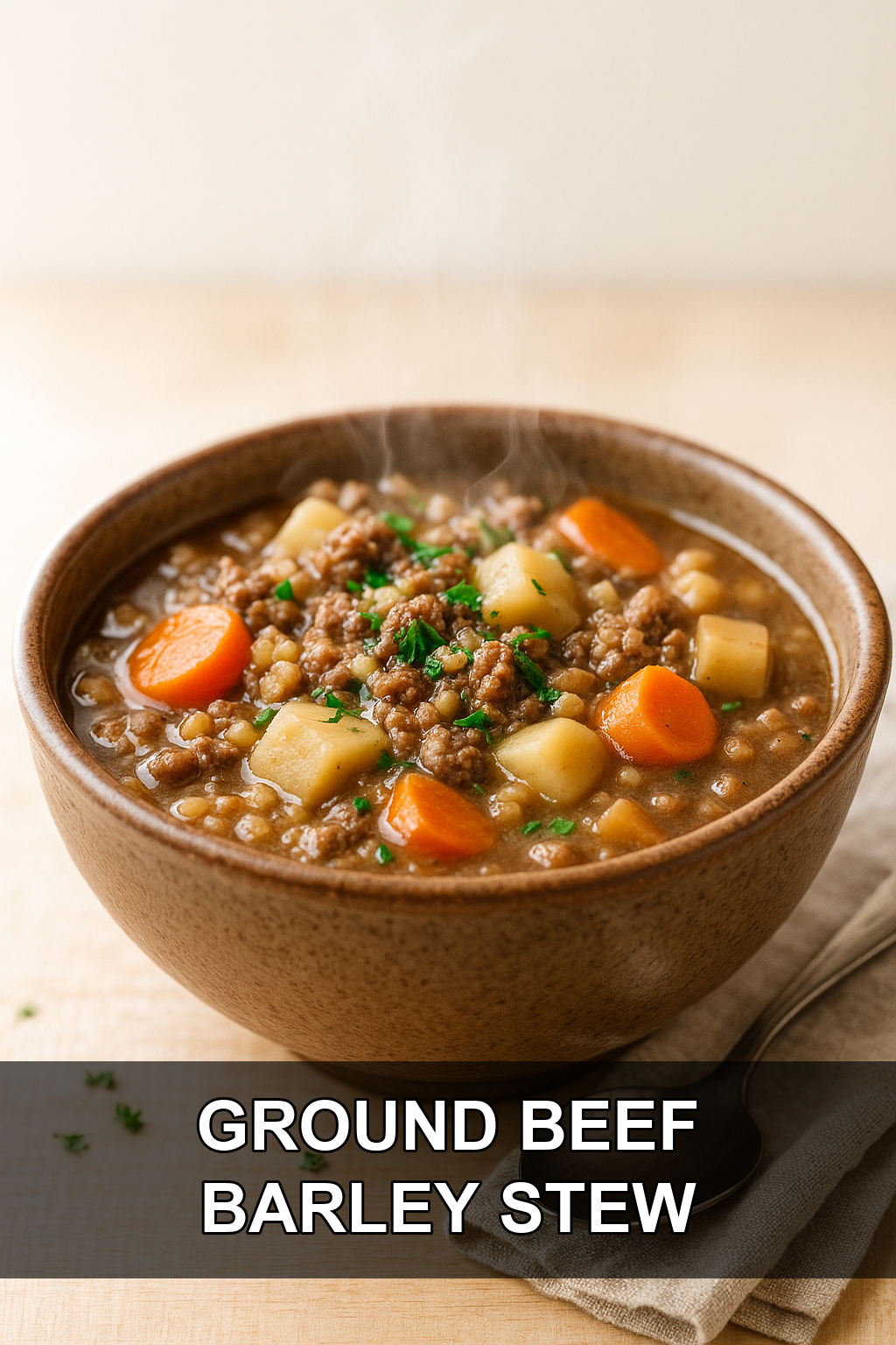 Hearty Ground Beef and Barley Stew with Root Vegetables