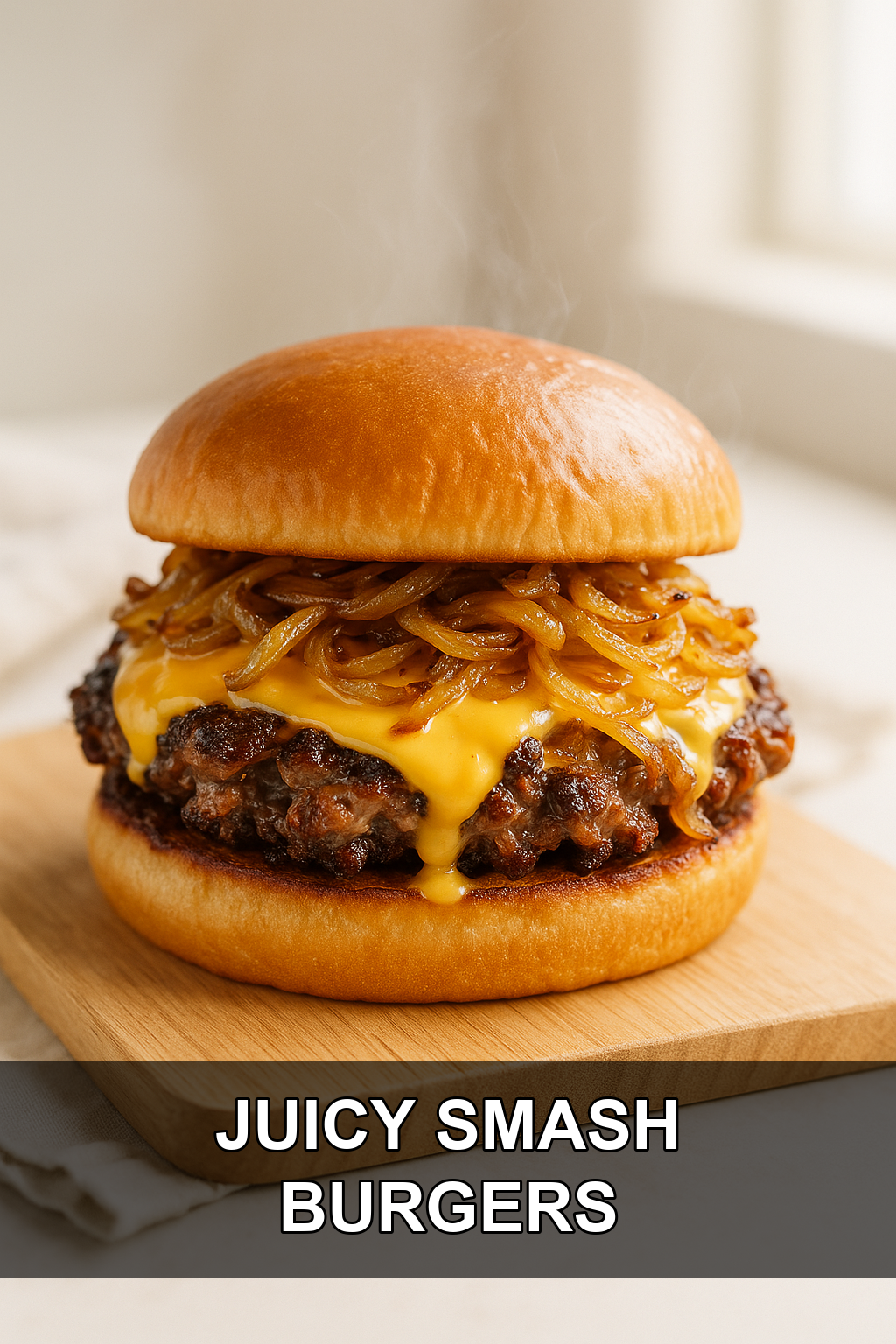 Juicy Ground Beef Smash Burgers with Caramelized Onions and Melted American Cheese