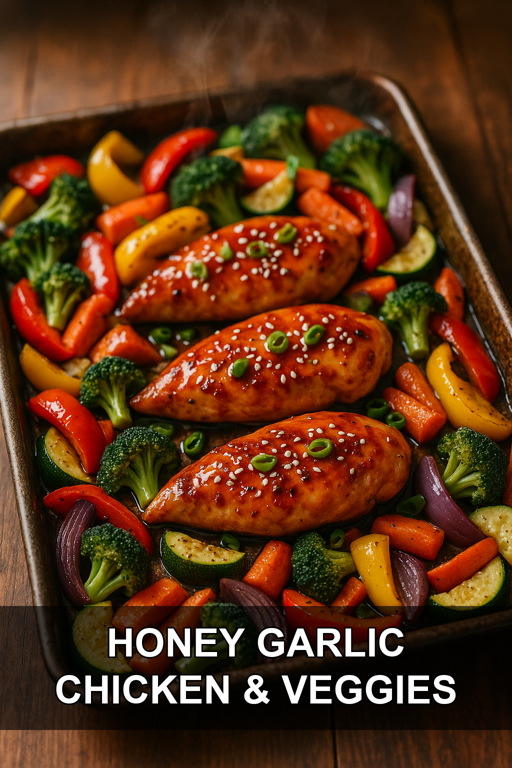 Honey Garlic Chicken Breast with Roasted Rainbow Vegetables