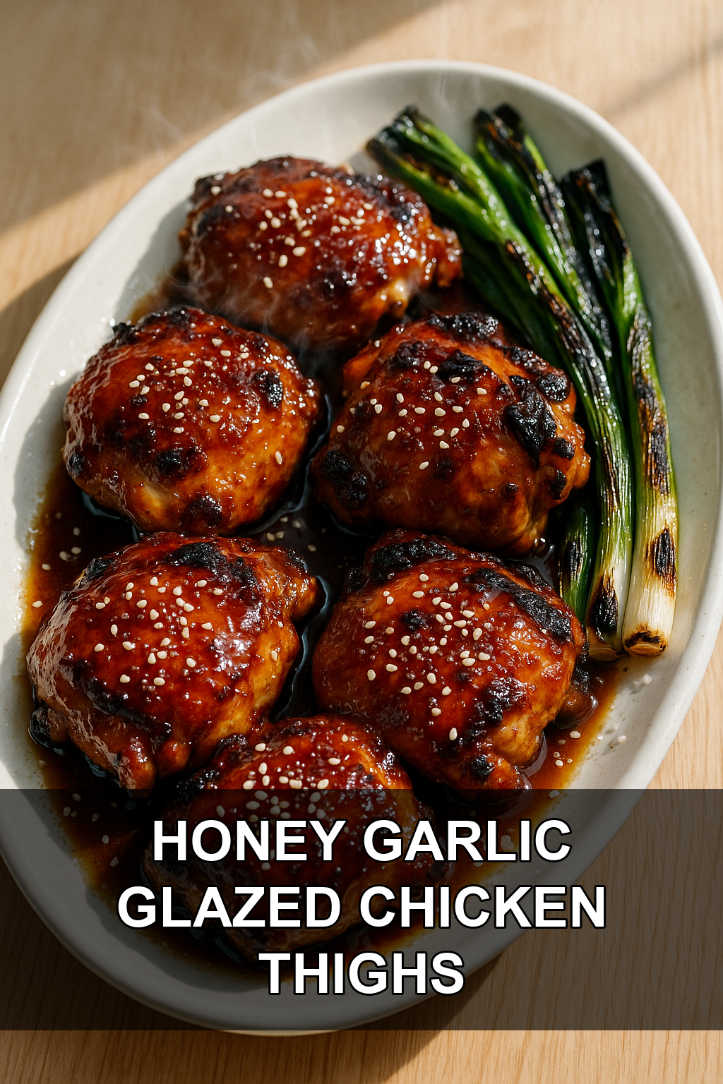 Honey Garlic Glazed Chicken Thighs with Charred Scallions