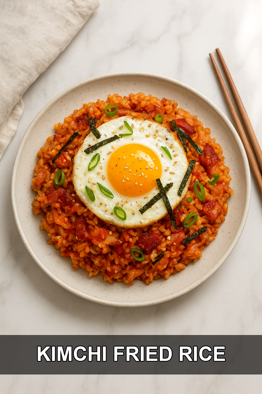 Kimchi Fried Rice with Bacon and Sunny-Side-Up Egg