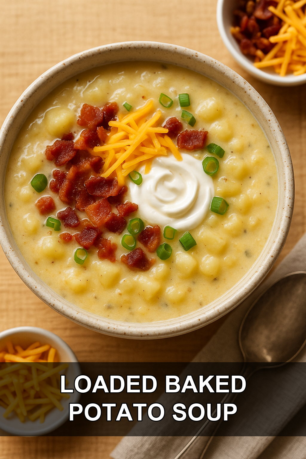 Loaded Baked Potato Soup with Crispy Bacon and Sharp Cheddar