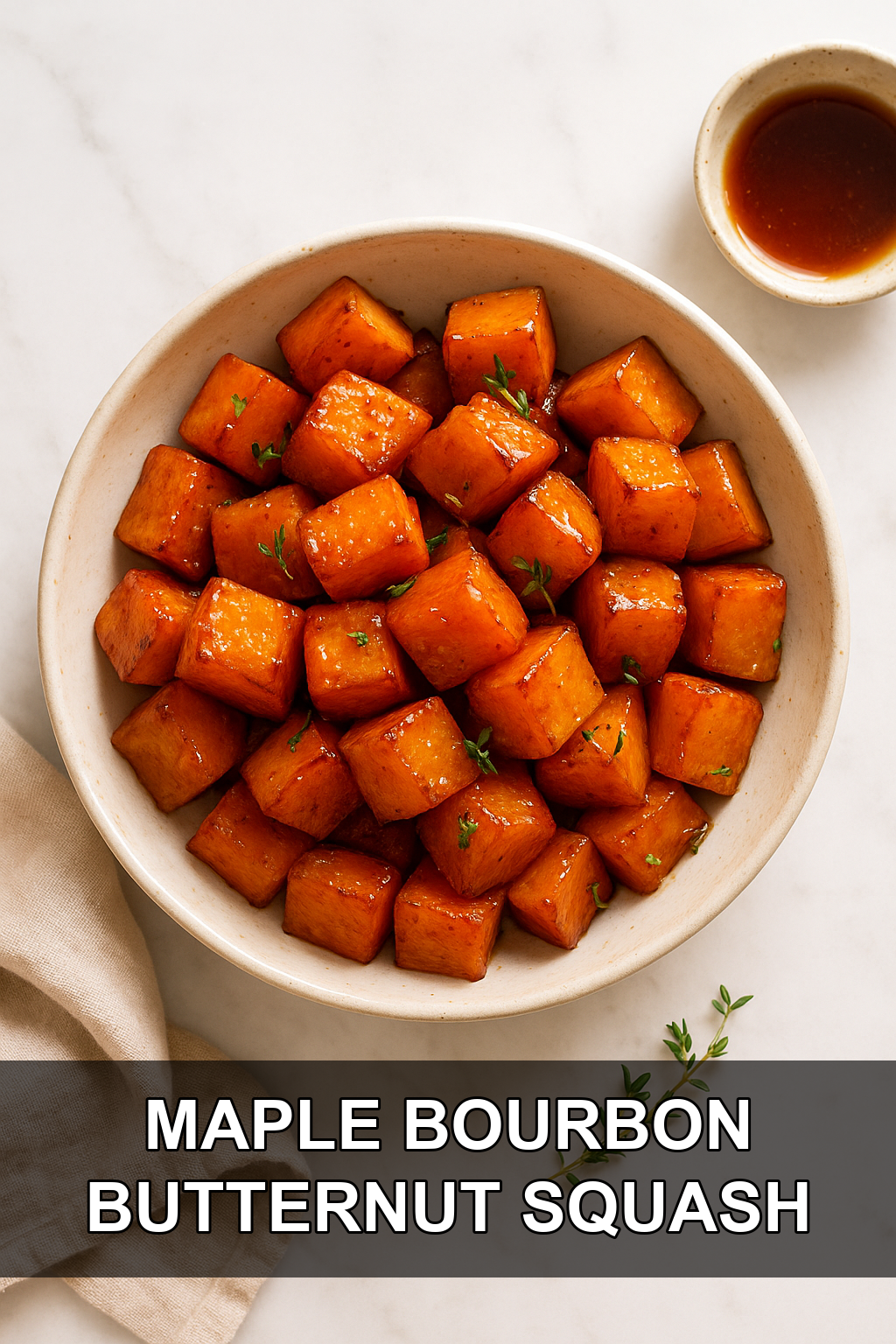 Maple Bourbon Glazed Roasted Butternut Squash