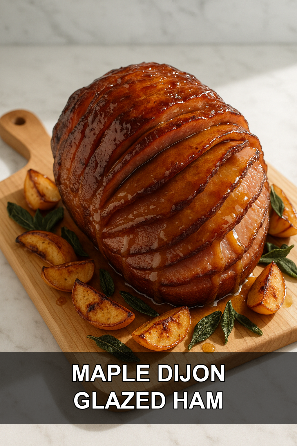 Maple Dijon Glazed Ham with Roasted Apples and Crispy Sage