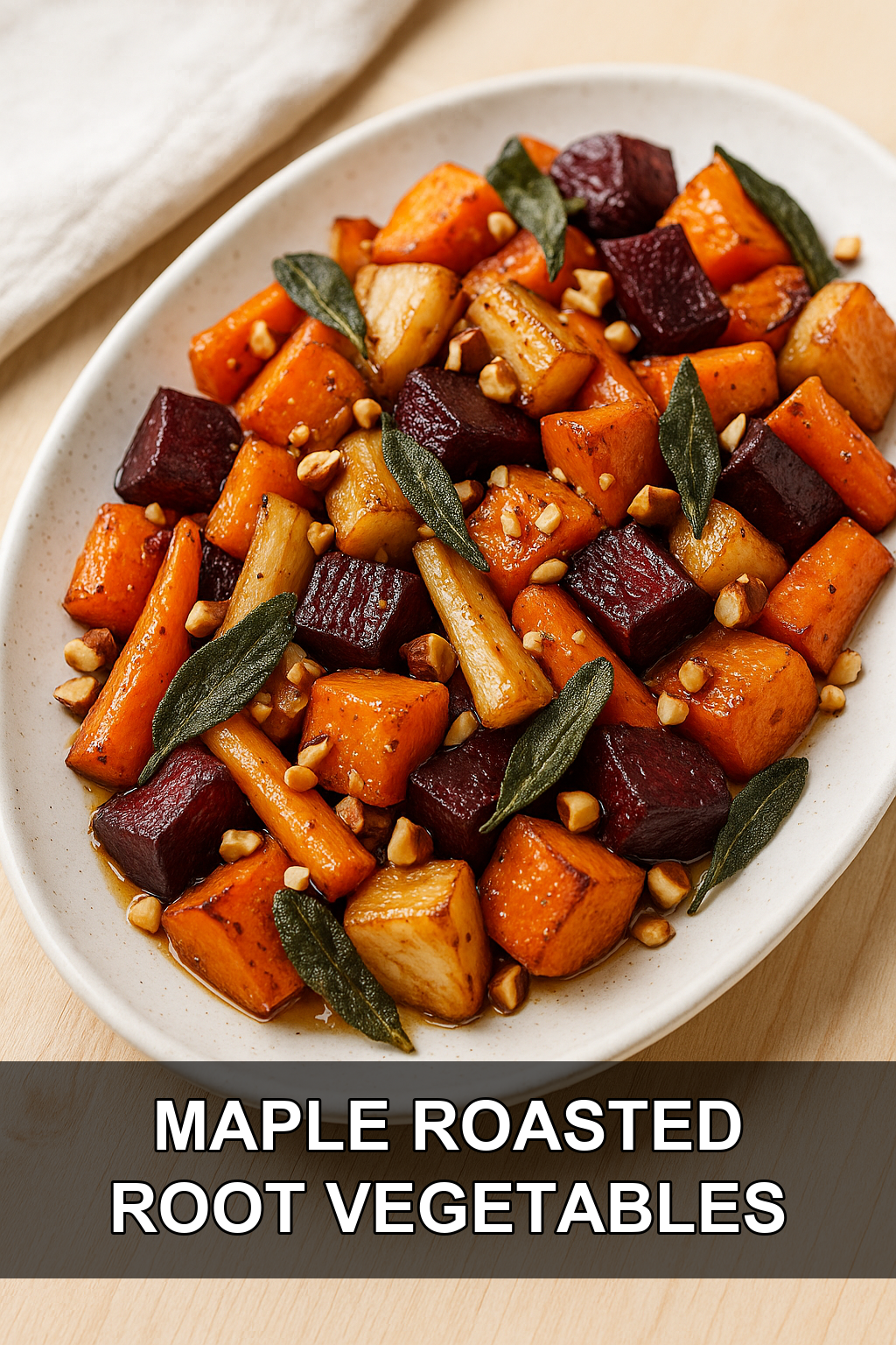 Maple Roasted Root Vegetables with Crispy Sage and Toasted Hazelnuts