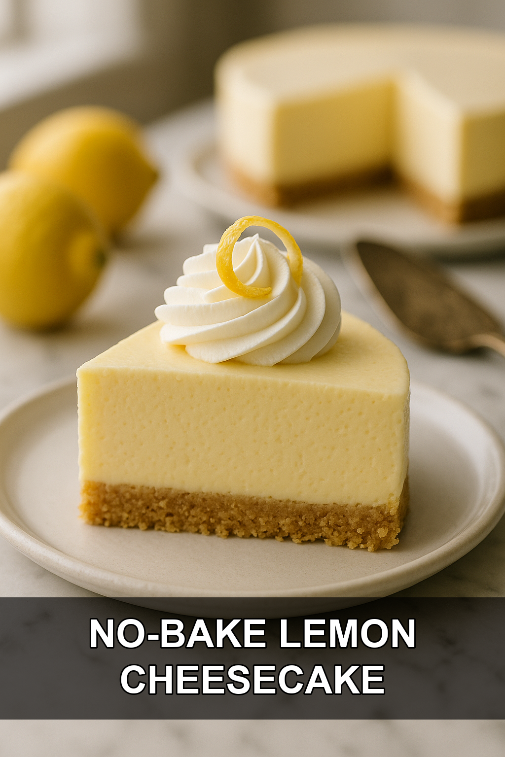 No-Bake Lemon Cheesecake with Buttery Graham Cracker Crust