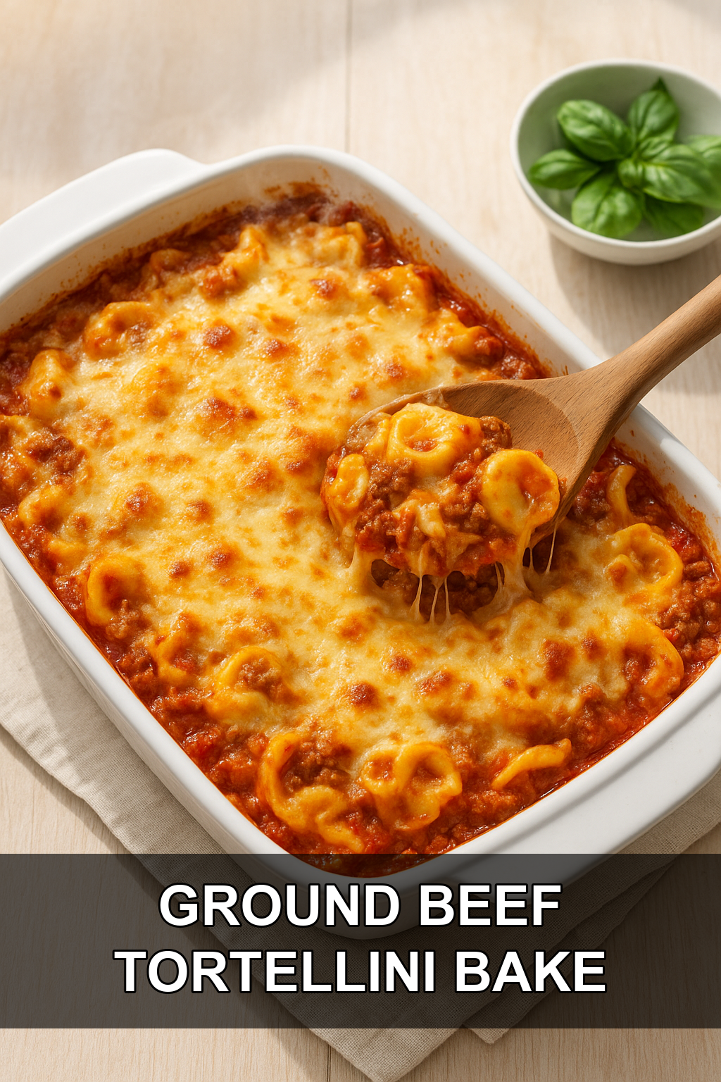 No-Boil Ground Beef Tortellini Bake (Easy Weeknight Casserole)