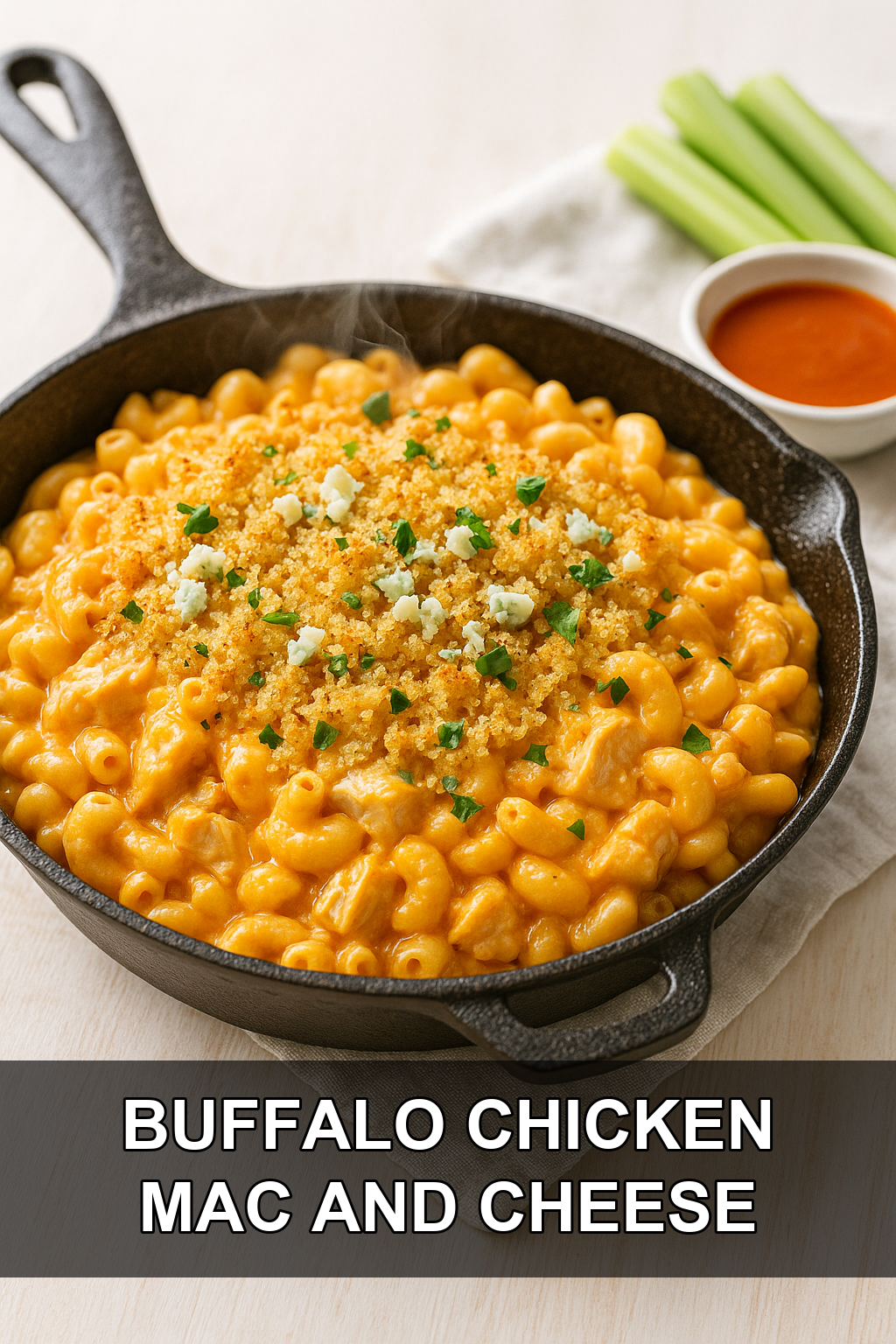 One-Pot Buffalo Chicken Mac and Cheese with Crispy Panko Topping