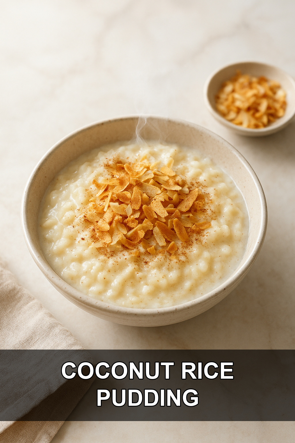 Rice Cooker Coconut Rice Pudding with Toasted Coconut Flakes