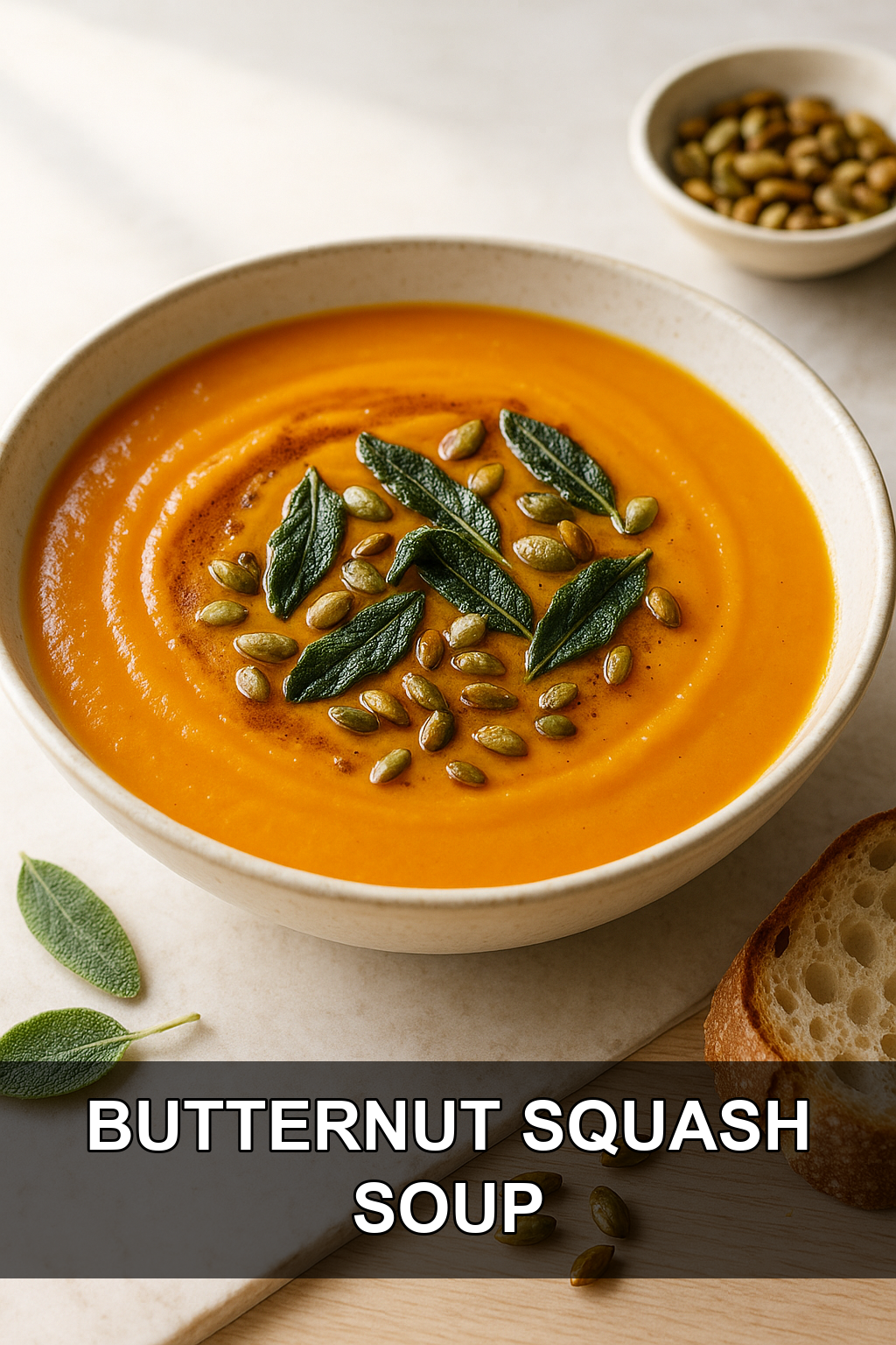 Roasted Butternut Squash Soup with Toasted Sage Brown Butter Drizzle