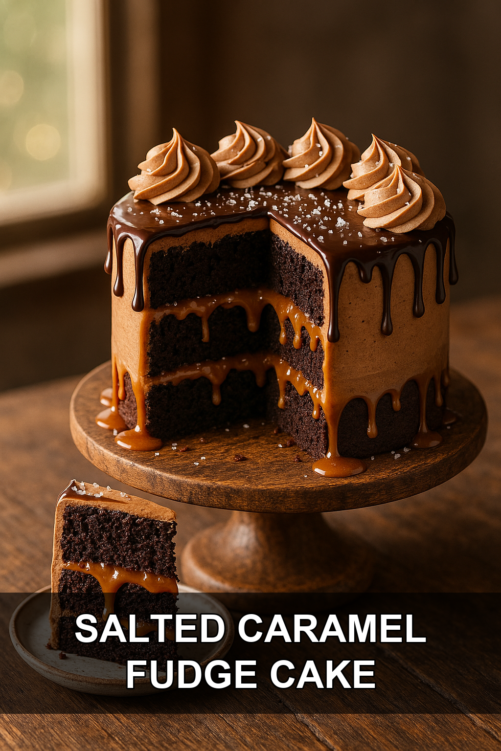 Salted Caramel Chocolate Fudge Cake with Espresso Buttercream