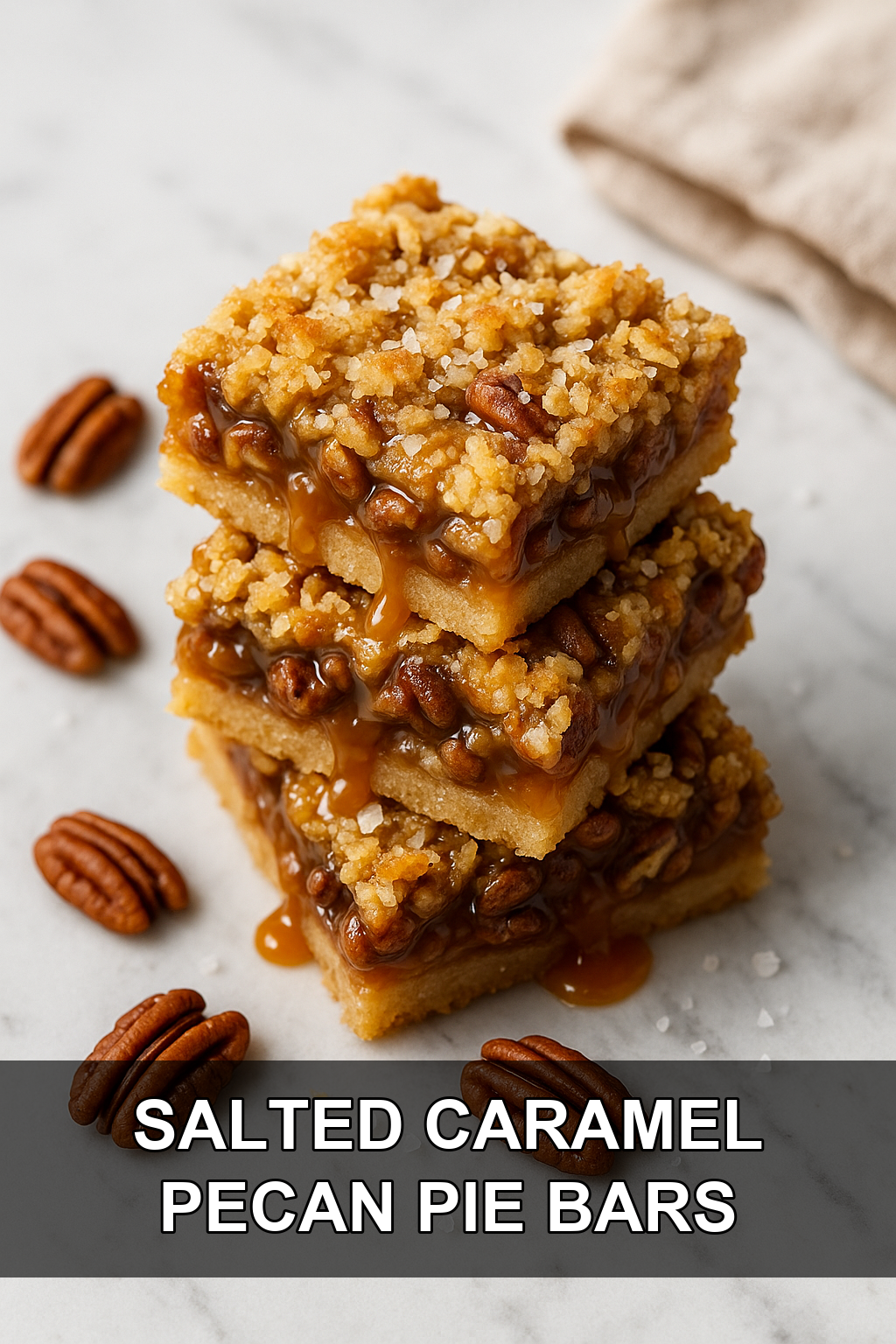 Salted Caramel Pecan Pie Bars with Toasted Coconut Crumble