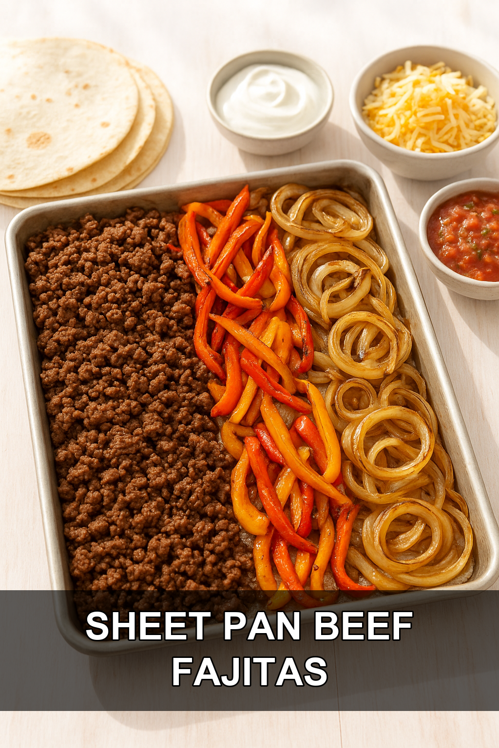 Sheet Pan Ground Beef Fajitas with Peppers and Onions