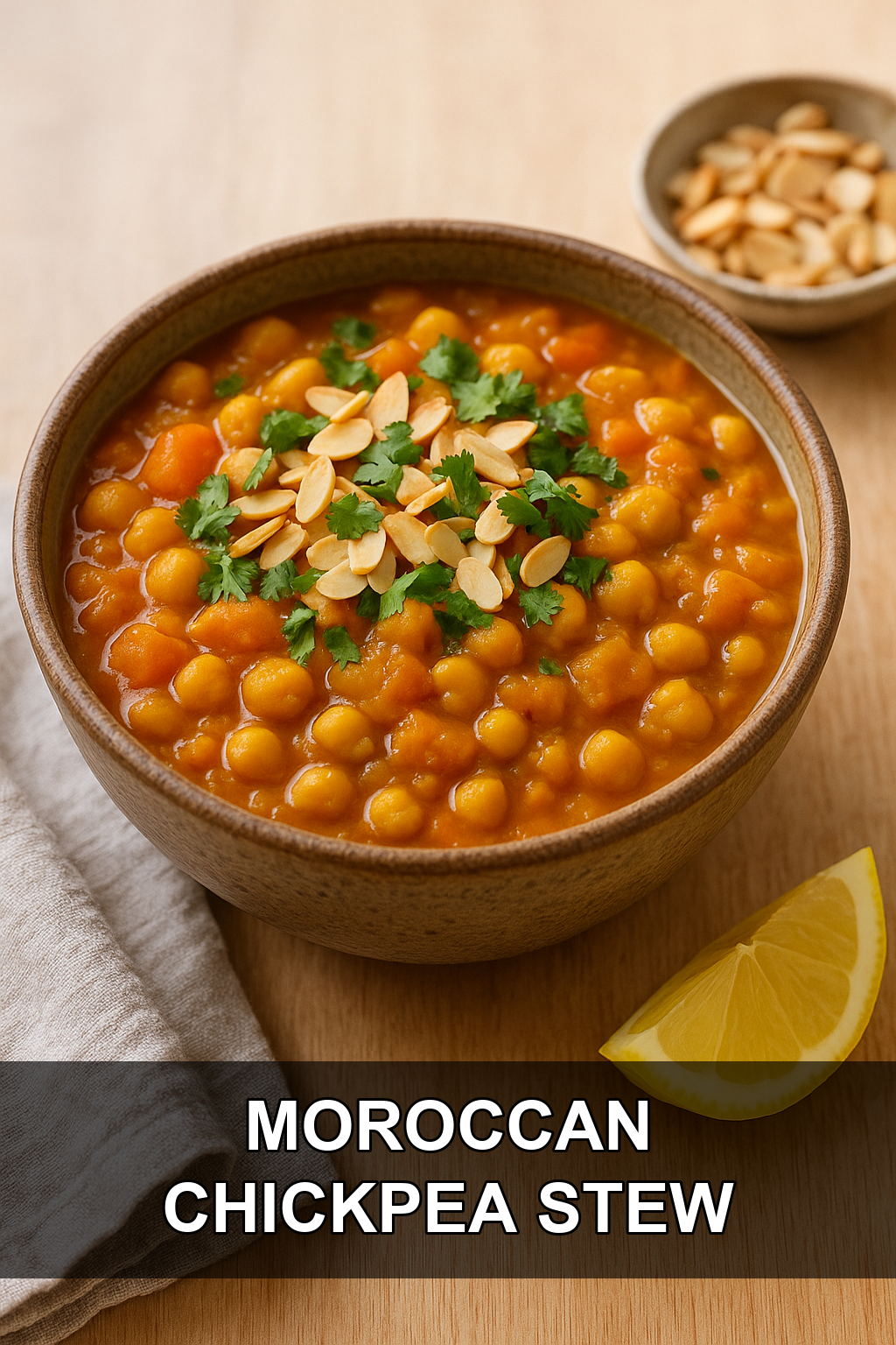 Slow Cooker Moroccan Chickpea Stew with Apricots and Toasted Almonds
