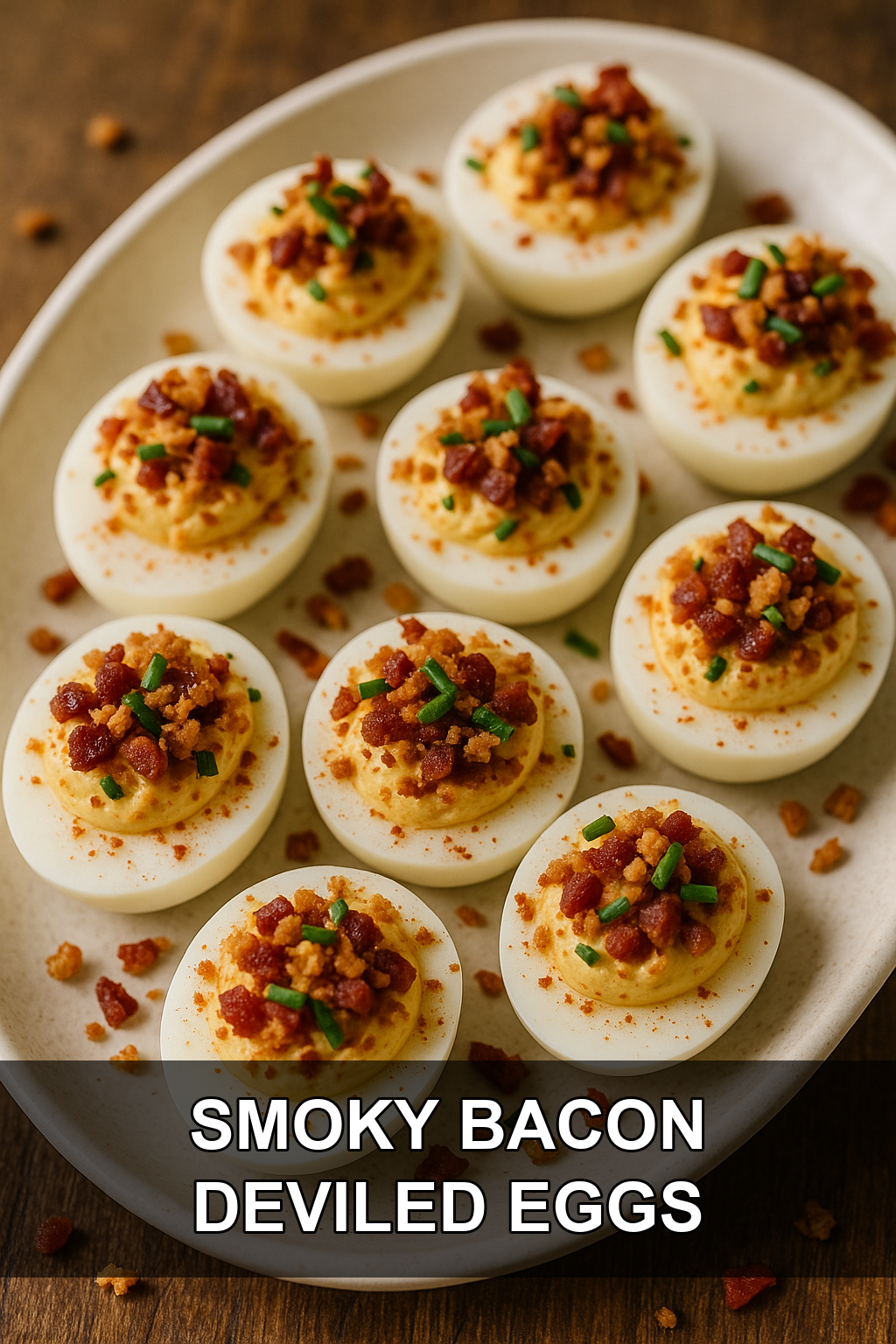 Smoky Bacon Deviled Eggs with Crispy Fried Onion Crumbs