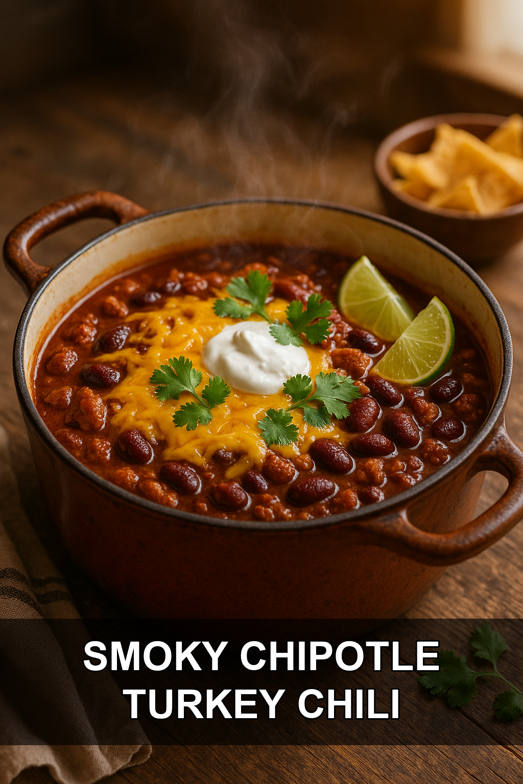 Smoky Chipotle Turkey and Bean Chili with Melted Cheddar