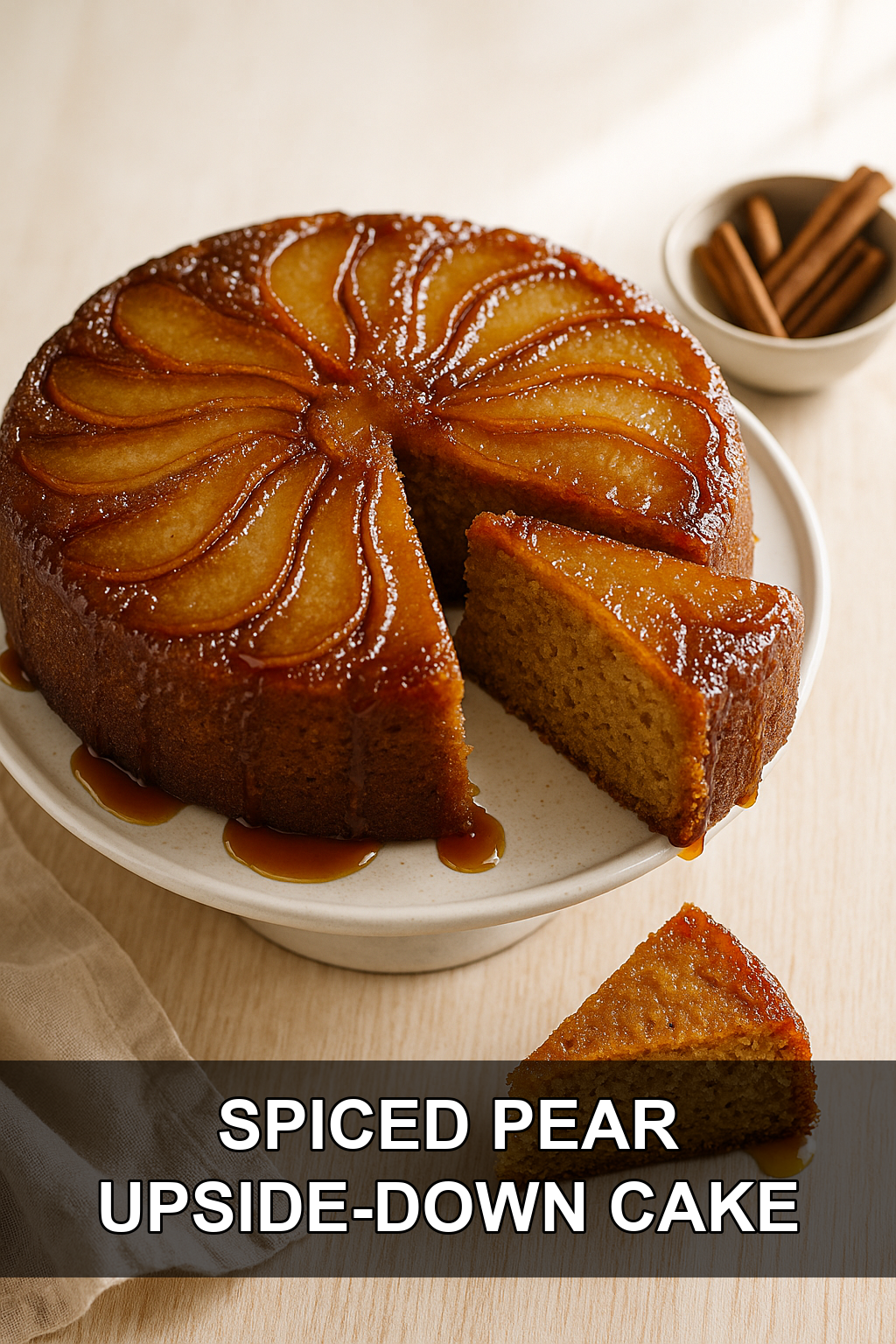 Spiced Pear Upside-Down Cake with Caramelized Brown Sugar Glaze