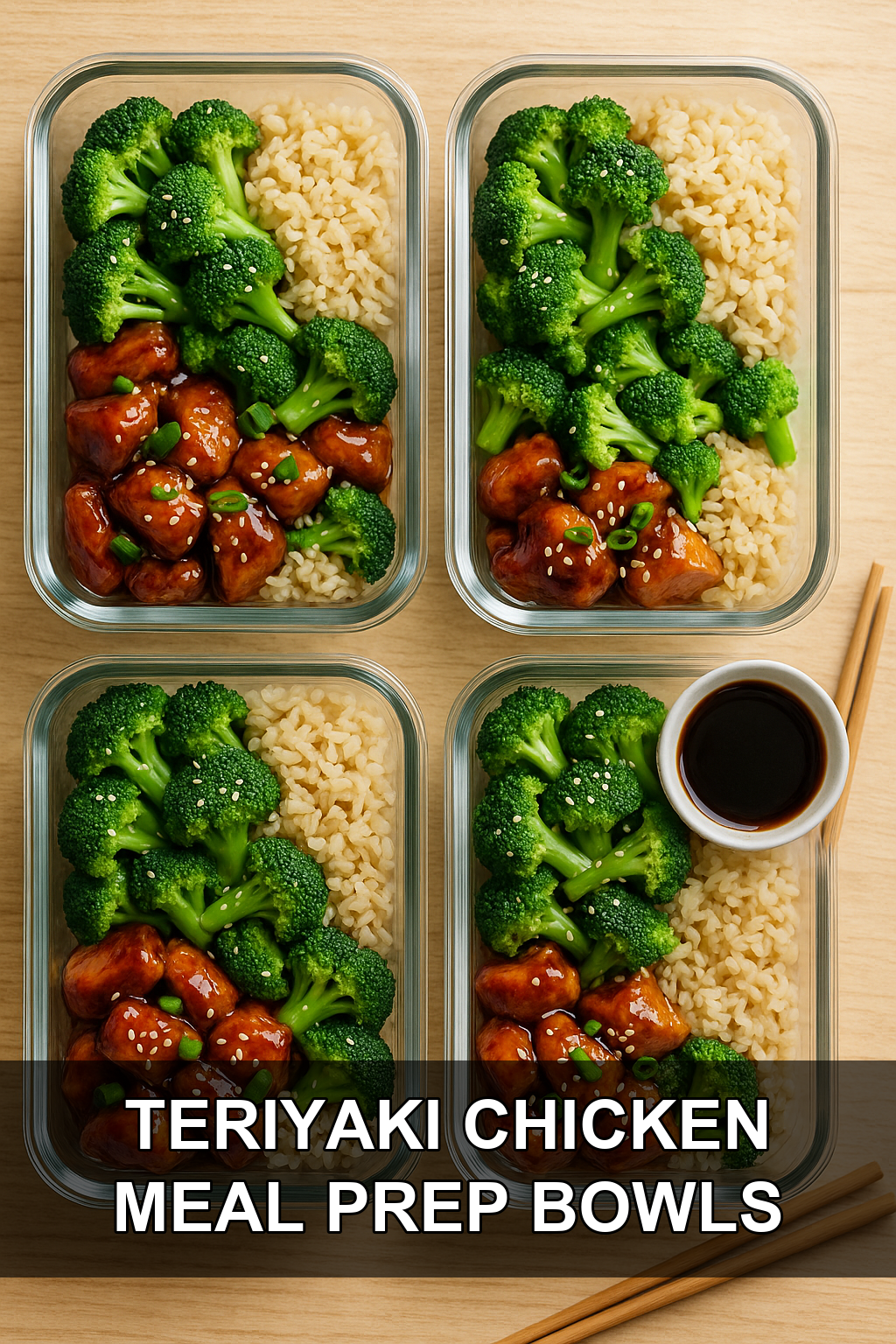 Teriyaki Chicken Meal Prep Bowls with Sesame Broccoli and Brown Rice