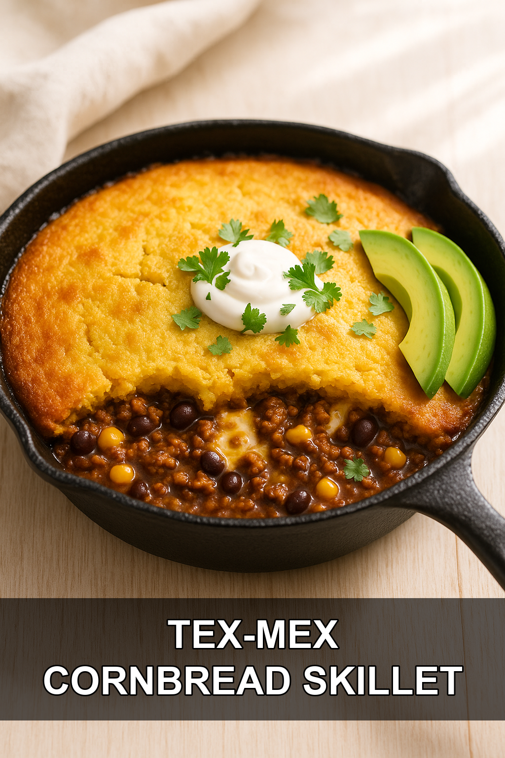 Tex-Mex Ground Beef Skillet with Sweet Cornbread Crust