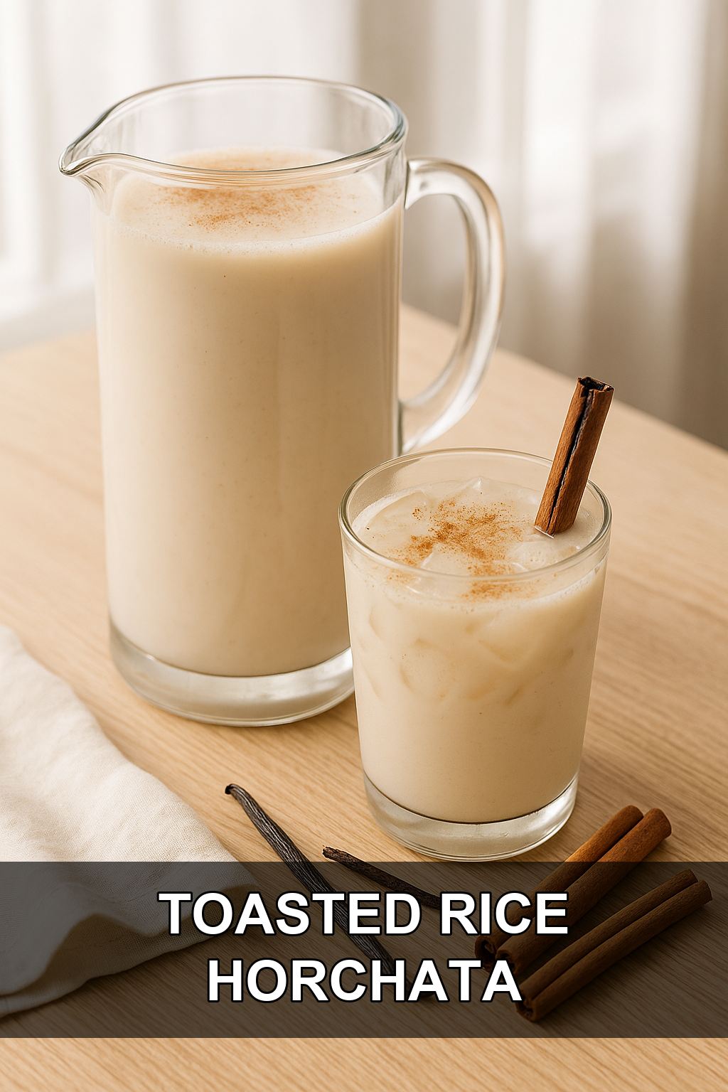 Toasted Rice Horchata with Charred Cinnamon Sticks and Vanilla Bean