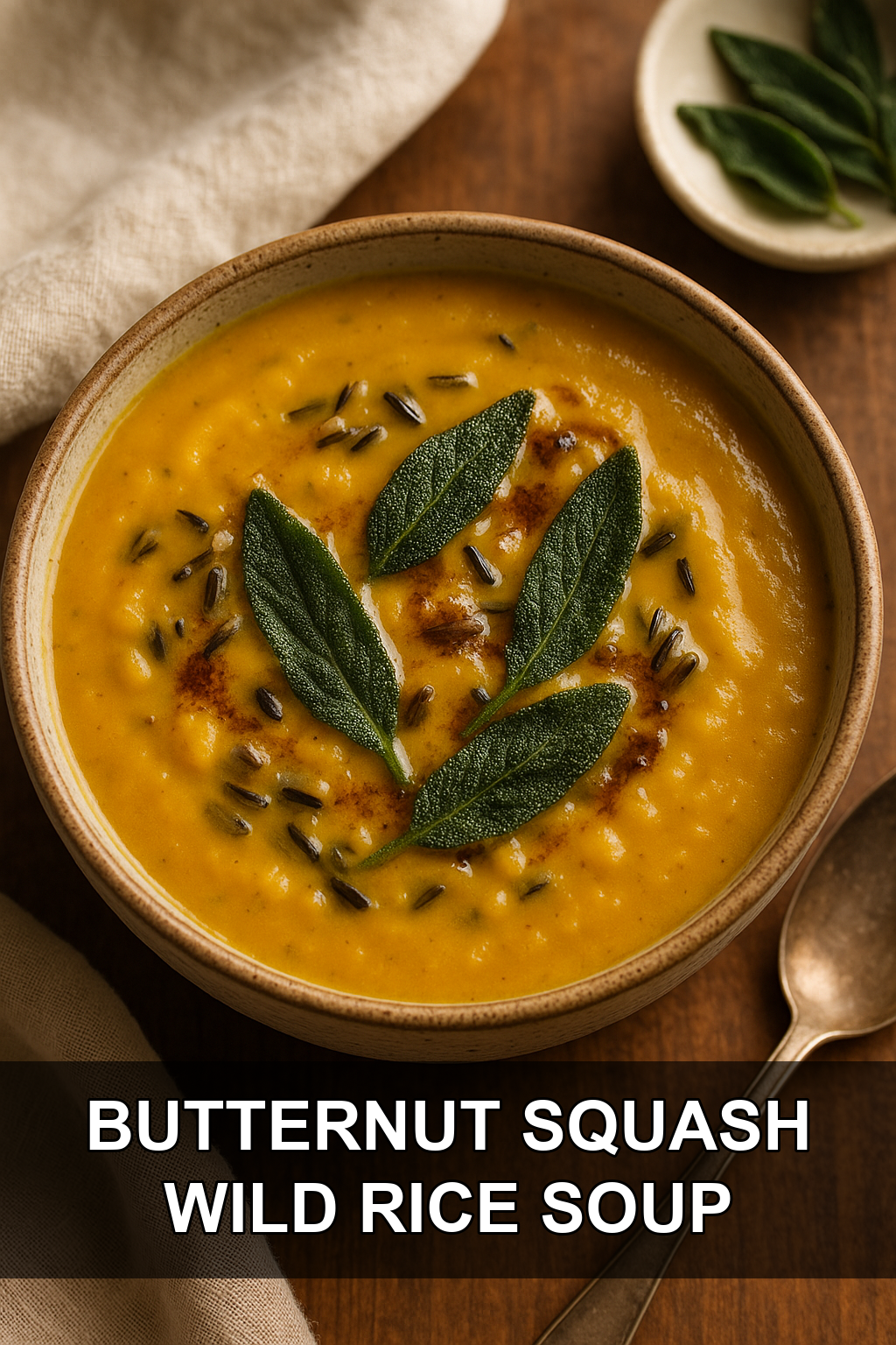 Wild Rice and Butternut Squash Soup with Crispy Sage