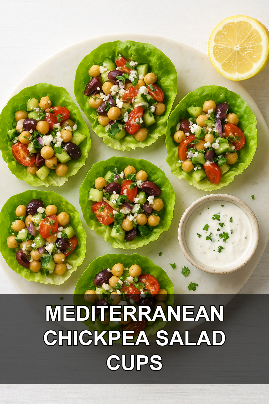 Mediterranean Chickpea Salad Cups with Lemon Feta Dressing
